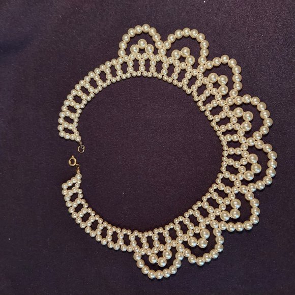VINTAGE FAUX PEARL CHOKER NECKLACE - Picture 5 of 9